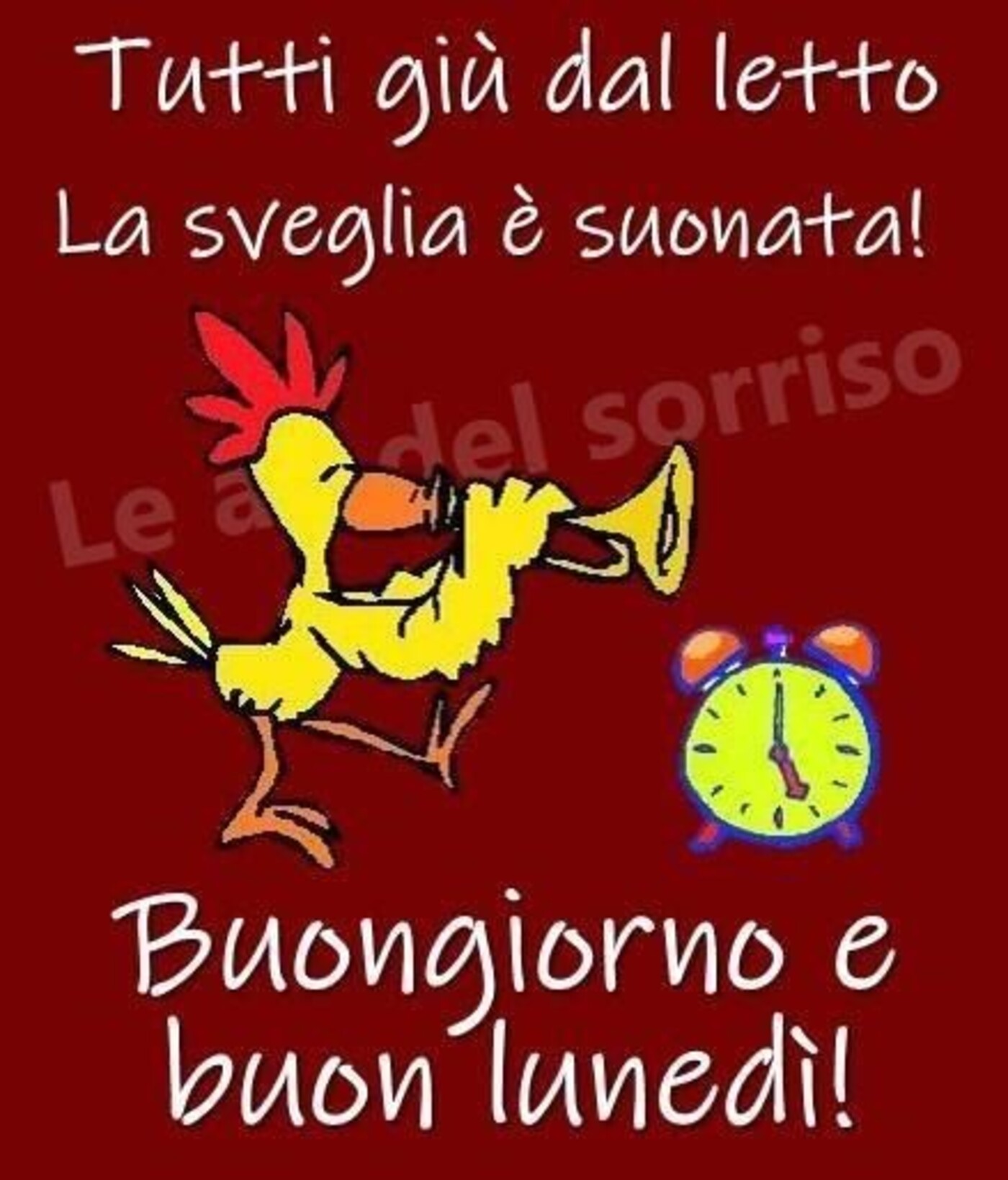 Tutti giù dal letto la sveglia è suonata Buongiorno e Buon Lunedì!