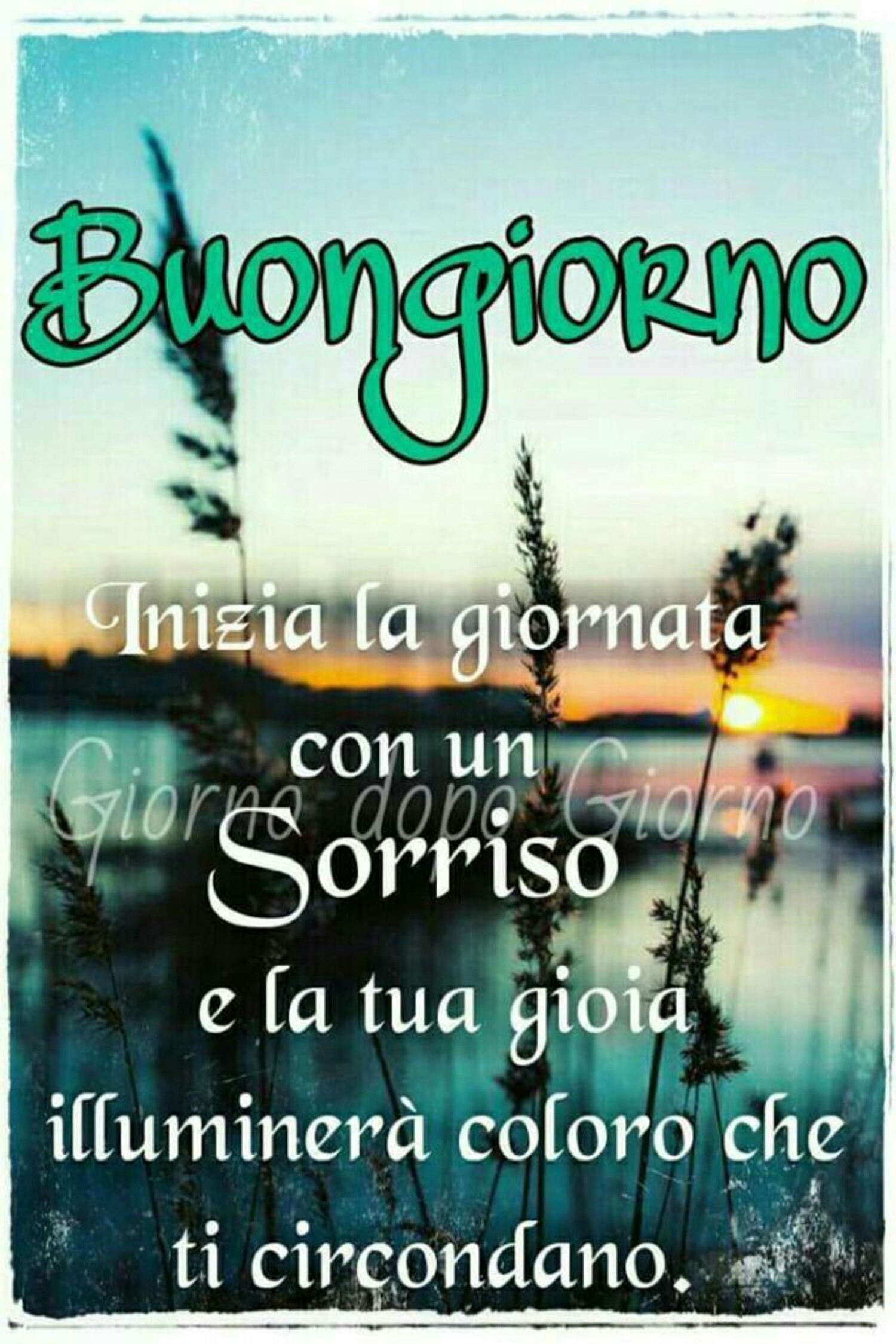 Buongiorno inizia la tua giornata con un sorriso e la tua gioia illuminerà coloro che ti circondano.