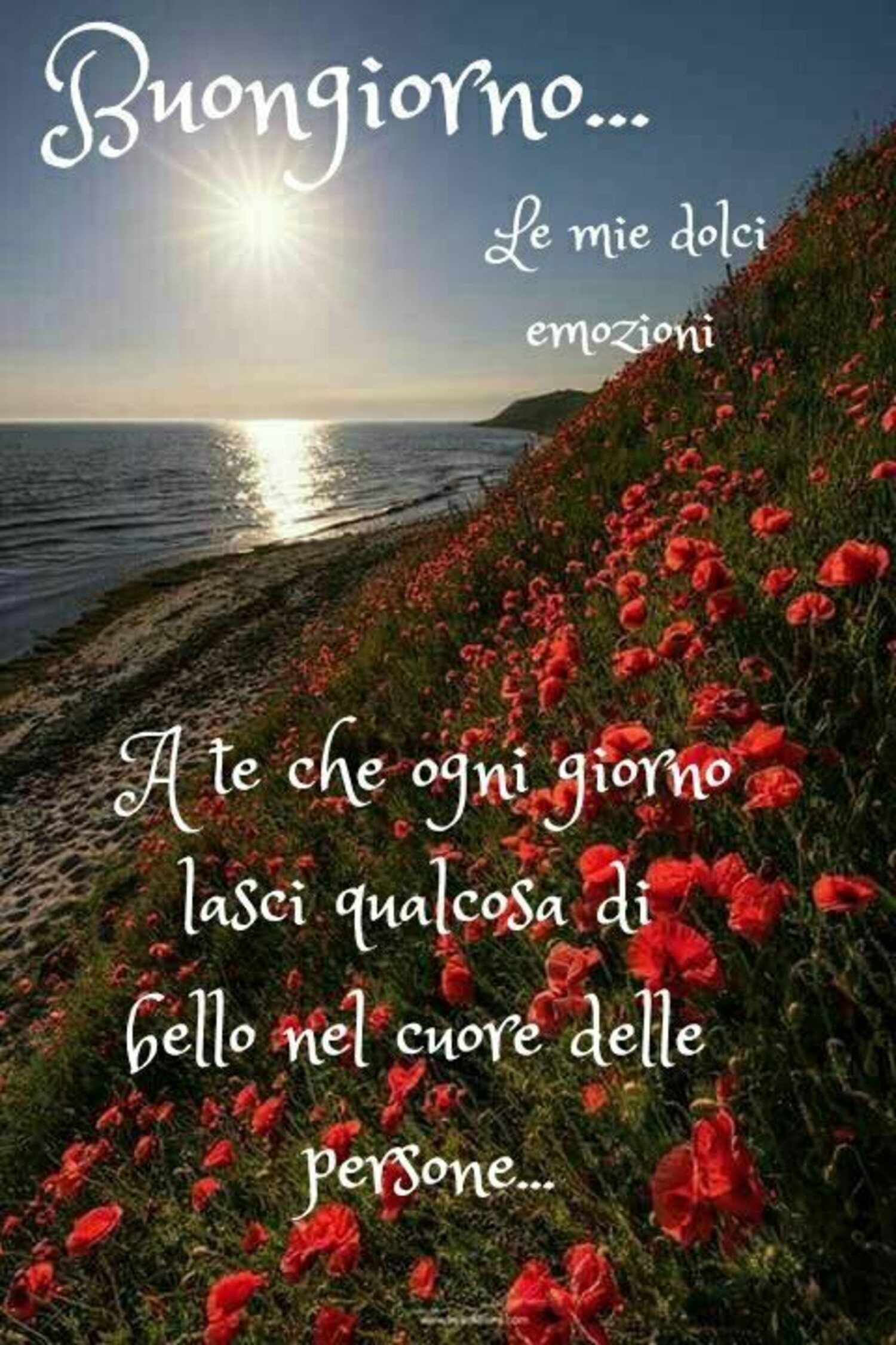 Buongiorno A te che ogni giorno lasci qualcosa di bello nel cuore delle persone.