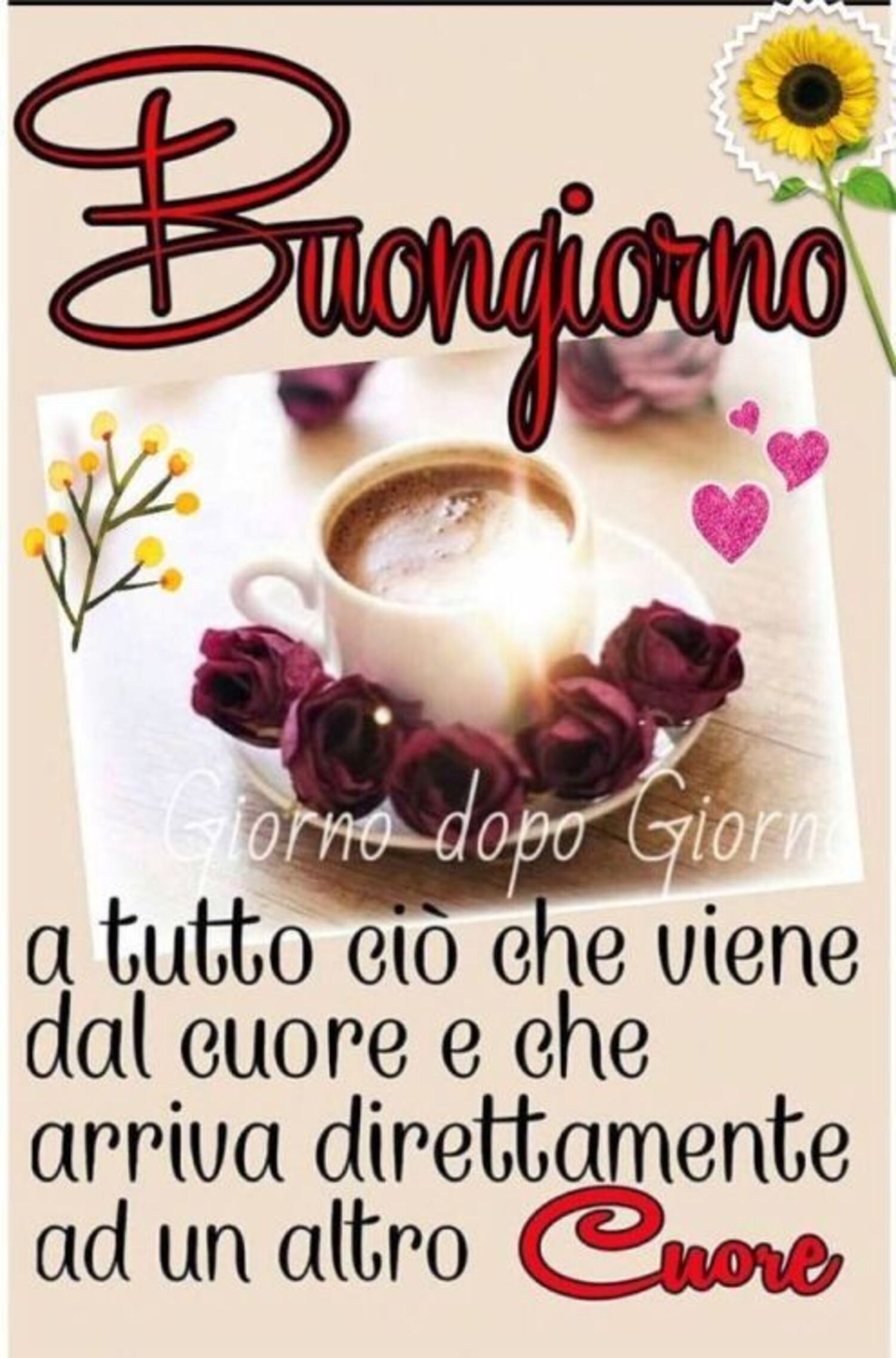 Buongiorno a tutto ciò che viene dal cuore e arriva direttamente a un altro cuore