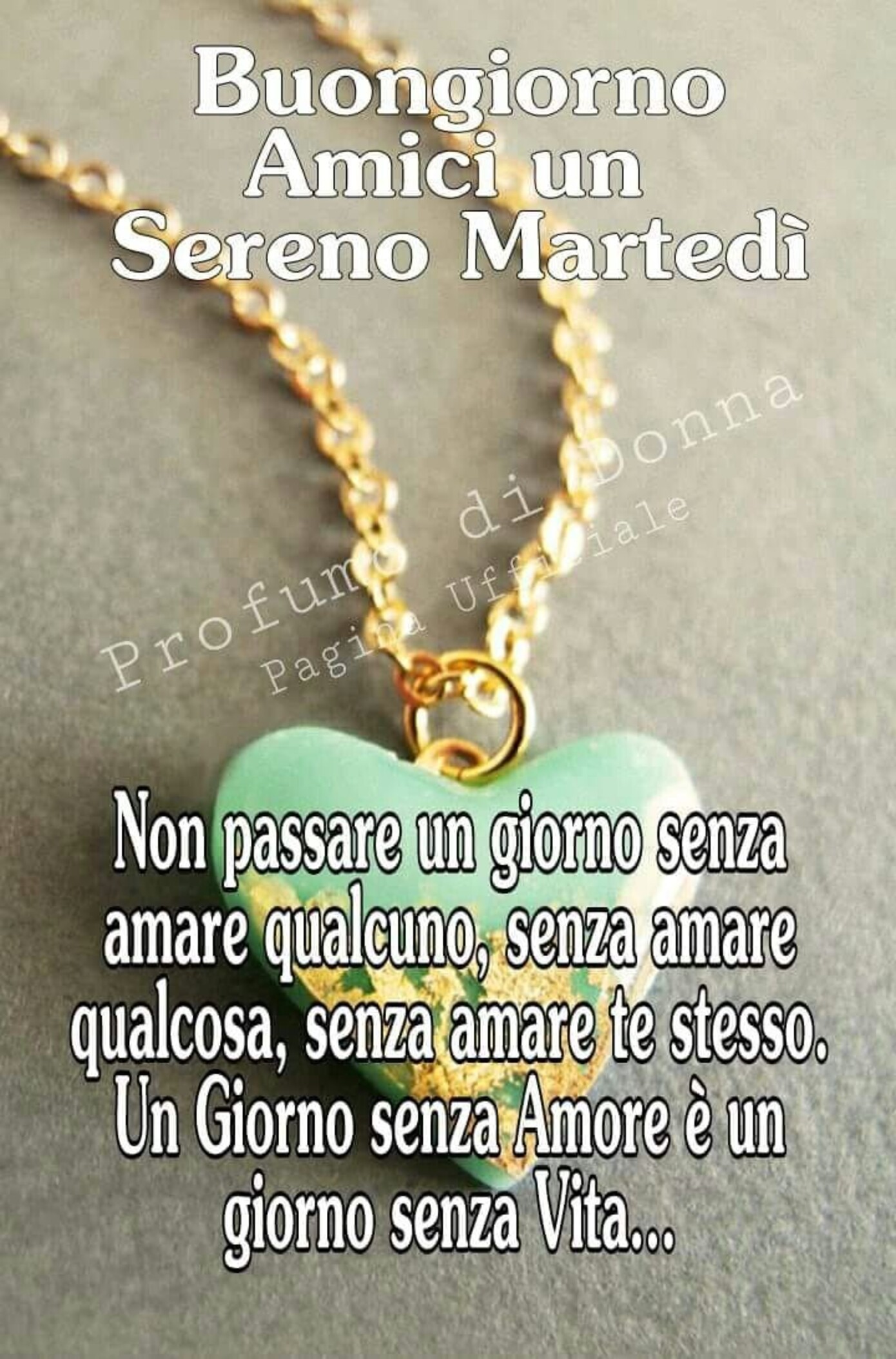 Buongiorno amici un Sereno Martedì Non passate un giorno senza amare qualcuno, senza amare qualcosa, senza amare te stesso.. Un giorno senza Amore è un giorno senza Vita