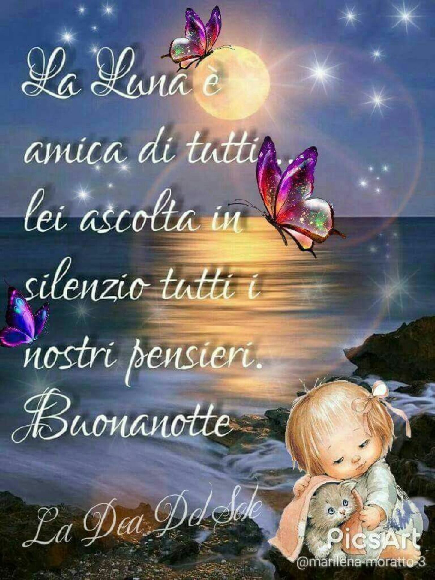 La luna è l'amica di tutti, lei ascolta in silenzio tutti i nostri pensieri. Buonanotte