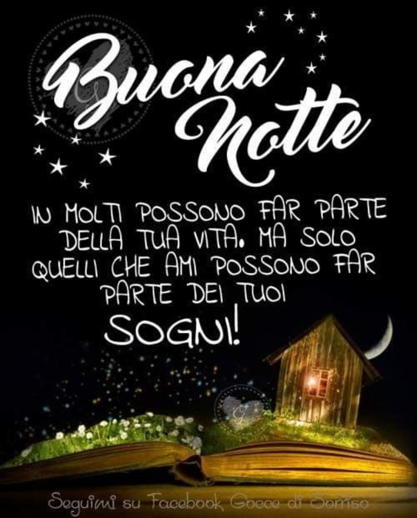 Buona Notte In molti possono far parte della tua vita, ma solo quelli che ami possono far parte dei tuoi sogni!