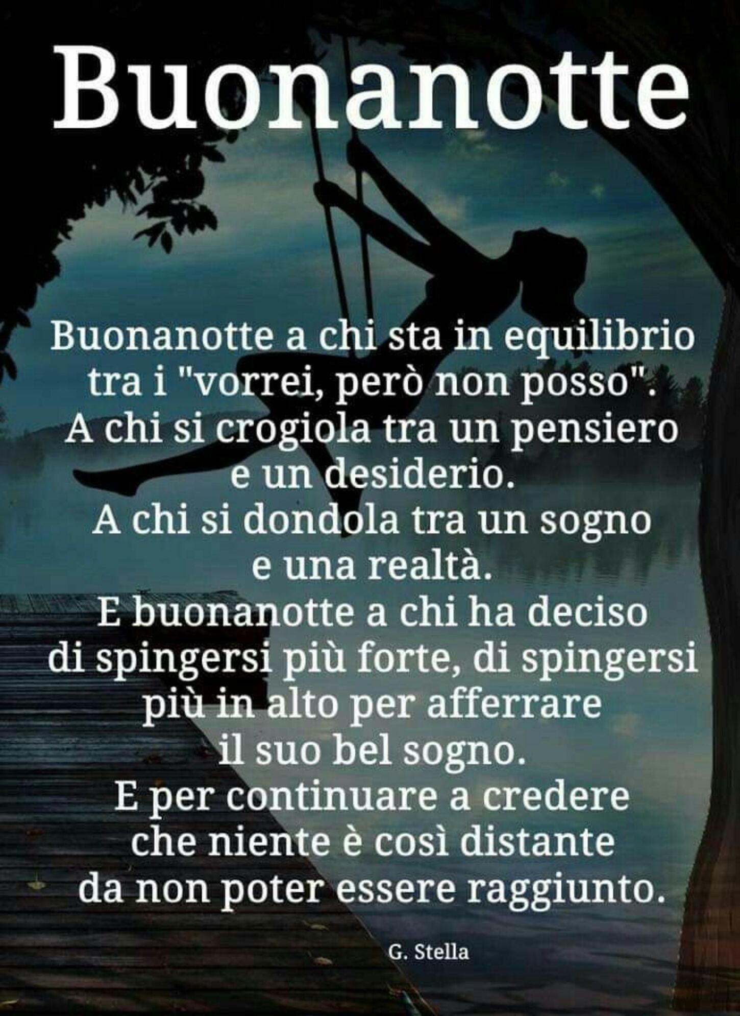 "Buonanotte a chi sta in equilibrio..."