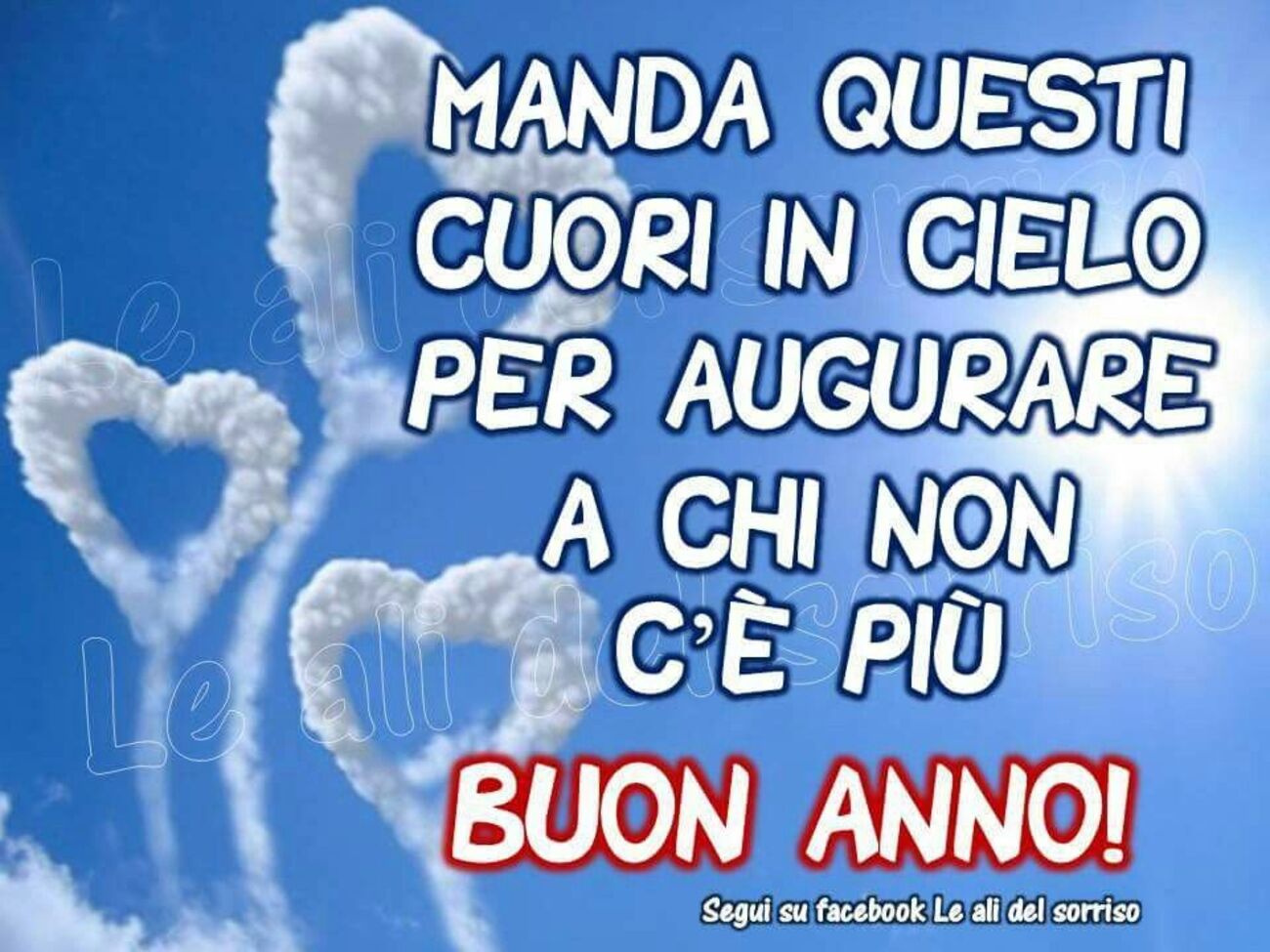 Manda questi cuori in cielo per augurare a chi non c'è più Buon Anno!