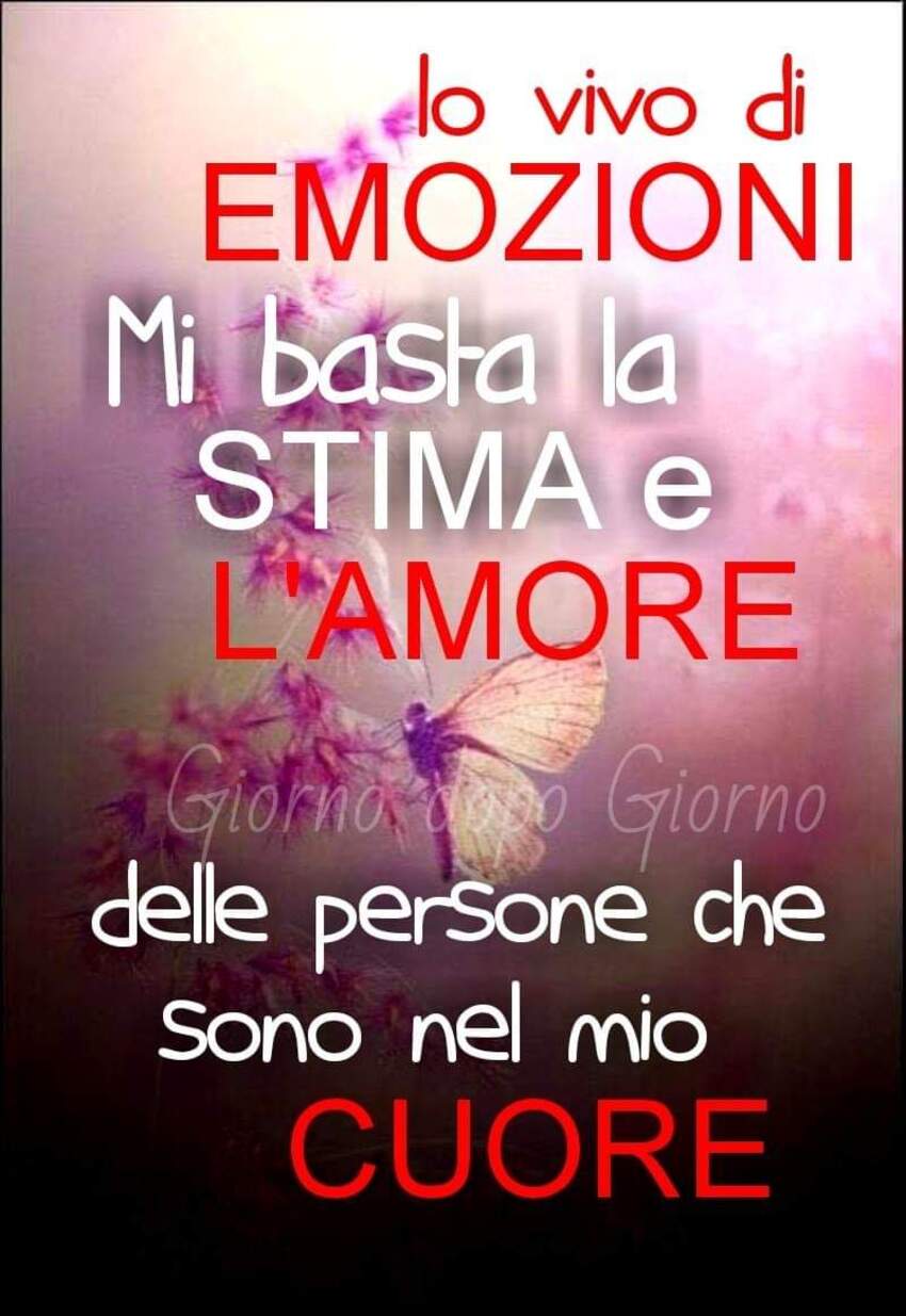 Io vivo di emozioni. Mi basta la stima e l'amore delle persone che sono nel mio cuore