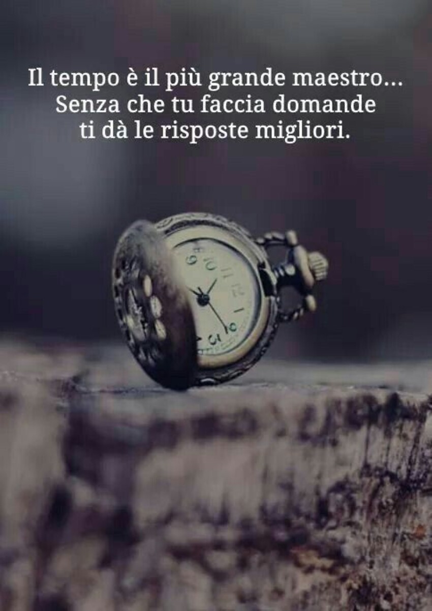 Il tempo è il più grande maestro...Senza che tu faccia domande, ti dà le risposte migliori.