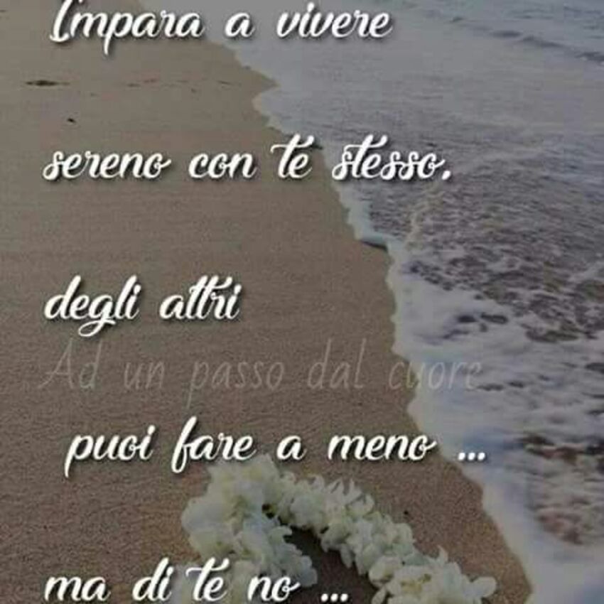 Impara a vivere sereno con te stesso, degli altri puoi fare a meno...ma di te no...