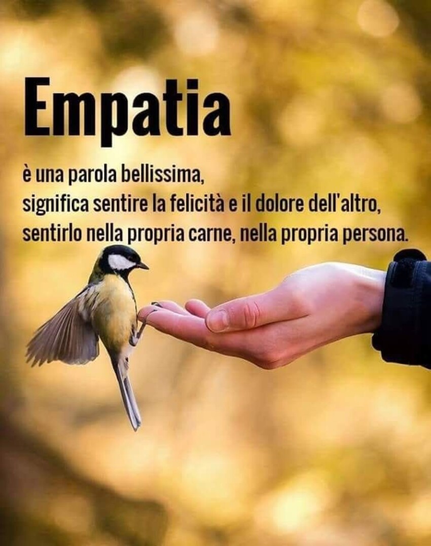 EMPATIA è una parola bellissima, significa sentire la felicità e il dolore dell'altro, sentirlo nella propria carne, nella propria persona