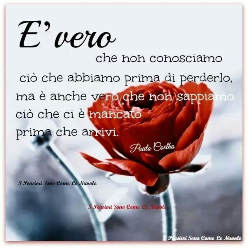 E' vero che non conosciamo ciò che abbiamo prima di perderlo, ma è anche vero che non sappiamo ciò che ci è mancato prima che arrivi...
