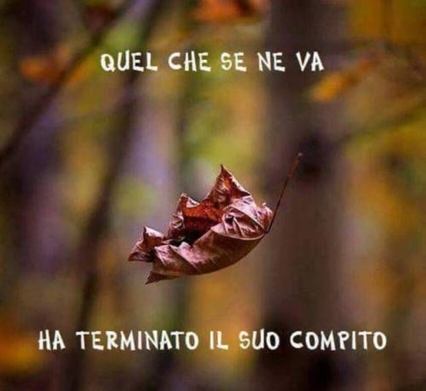 Quel che se ne va ha terminato il suo compito