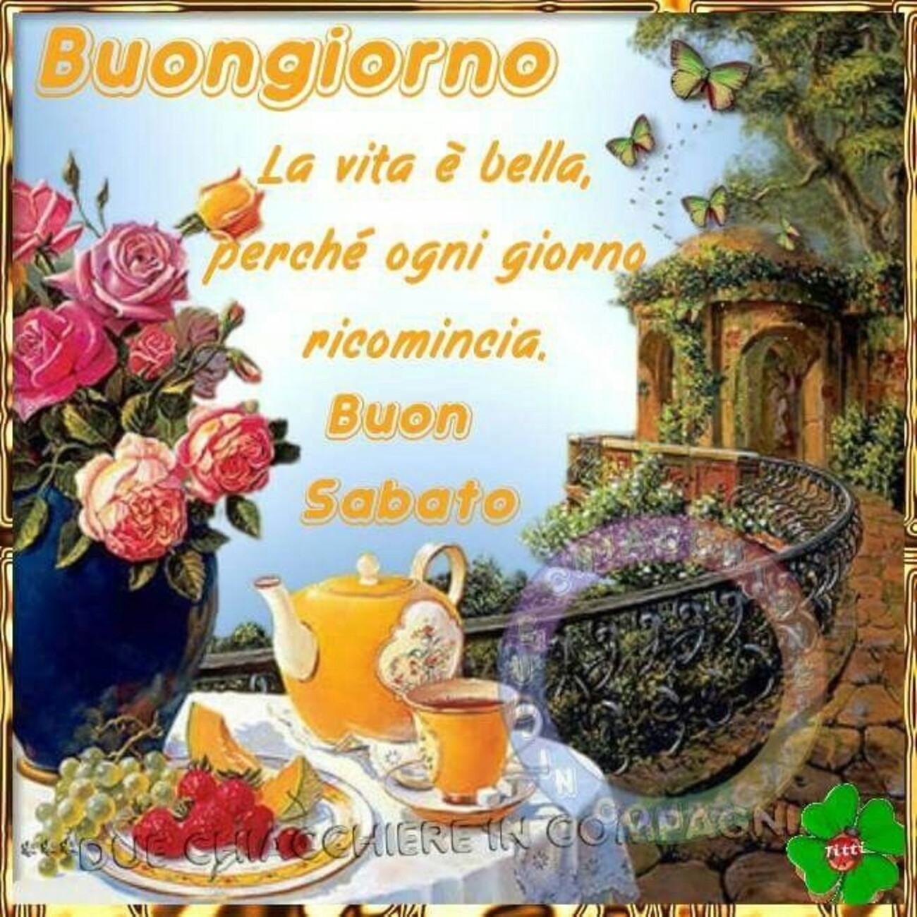 Buongiorno la vita è bella perchè ogni giorno ricomincia! Buon Sabato