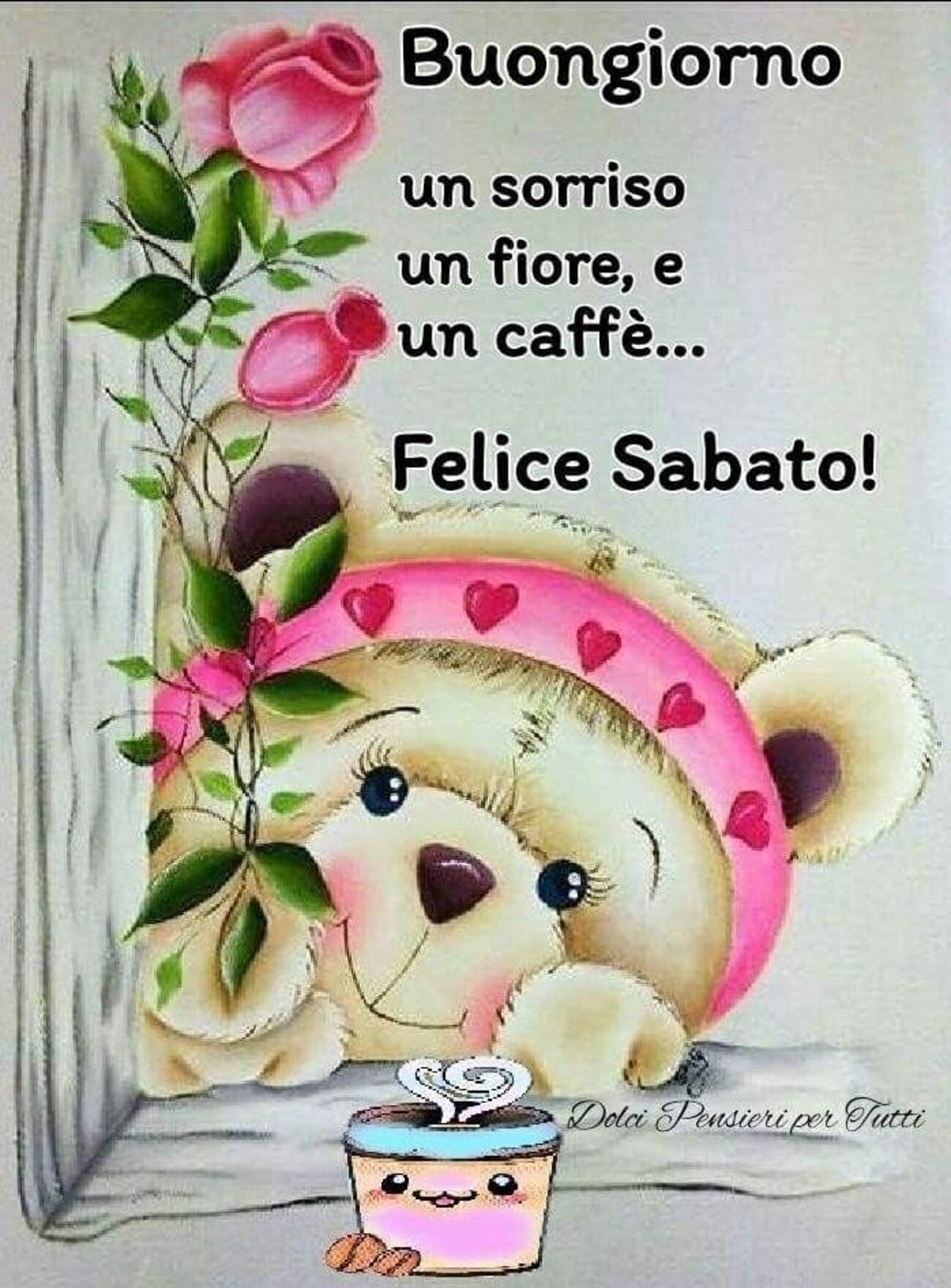 Buongiorno un sorriso, un fiore e un caffè...Felice Sabato