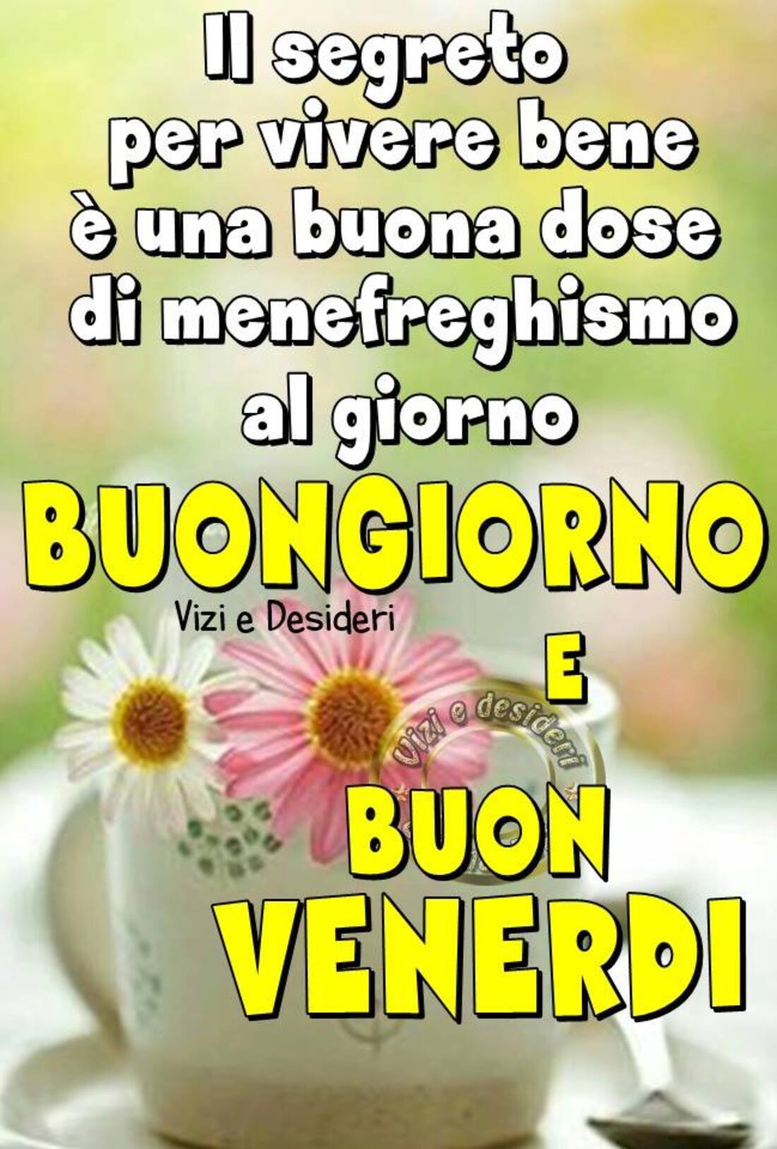 Il segreto per vivere bene è una buona dose di menefreghismo al giorno! Buongiorno e Buon Venerdì