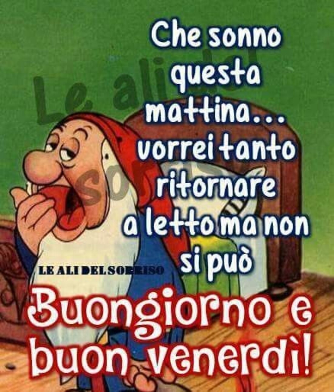 Che sonno questa mattina...vorrei tanto ritornare a letto ma non si può...Buongiorno e buon venerdì