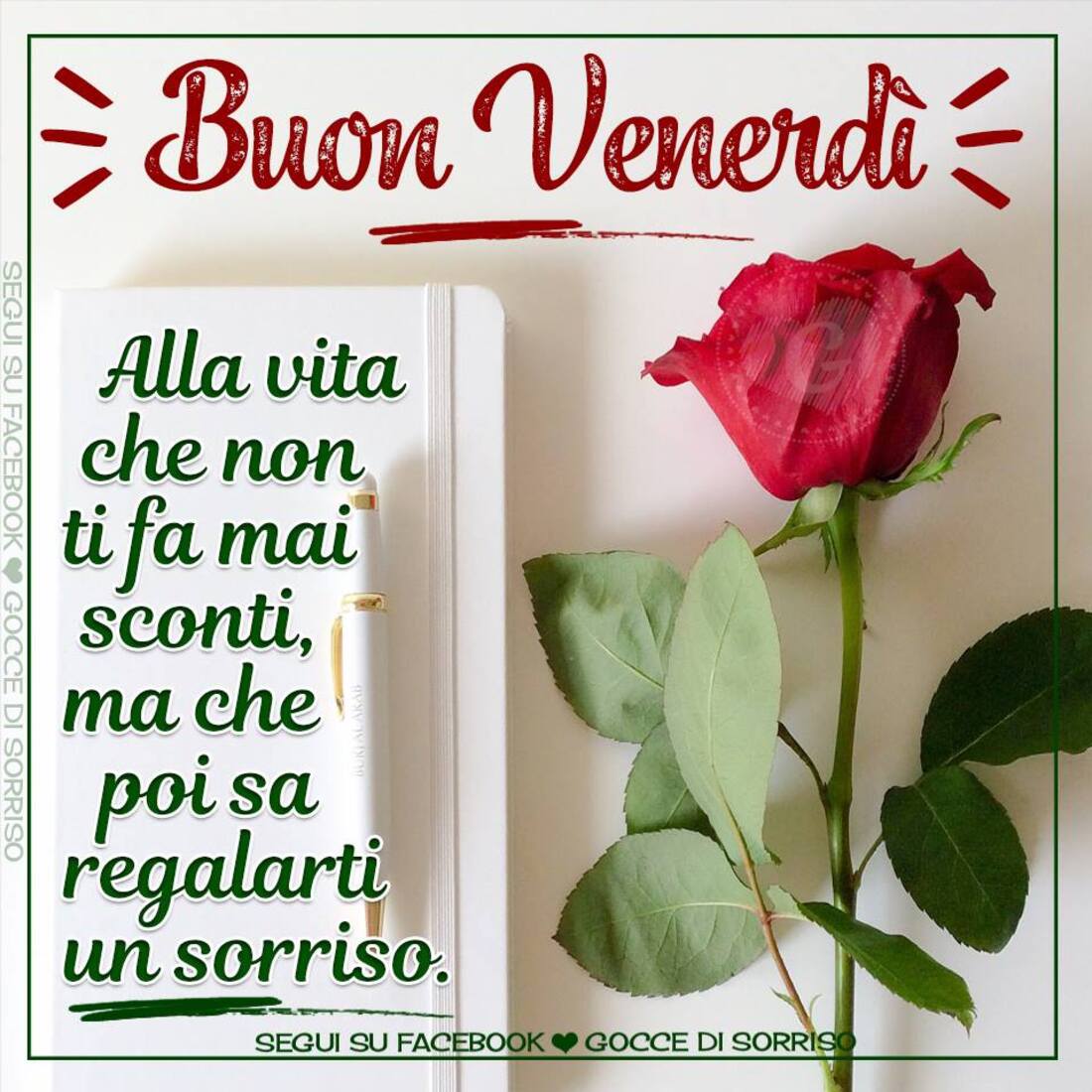 Buon Venerdì alla vita che non ti fa mai sconti, ma che poi sa regalarti un sorriso