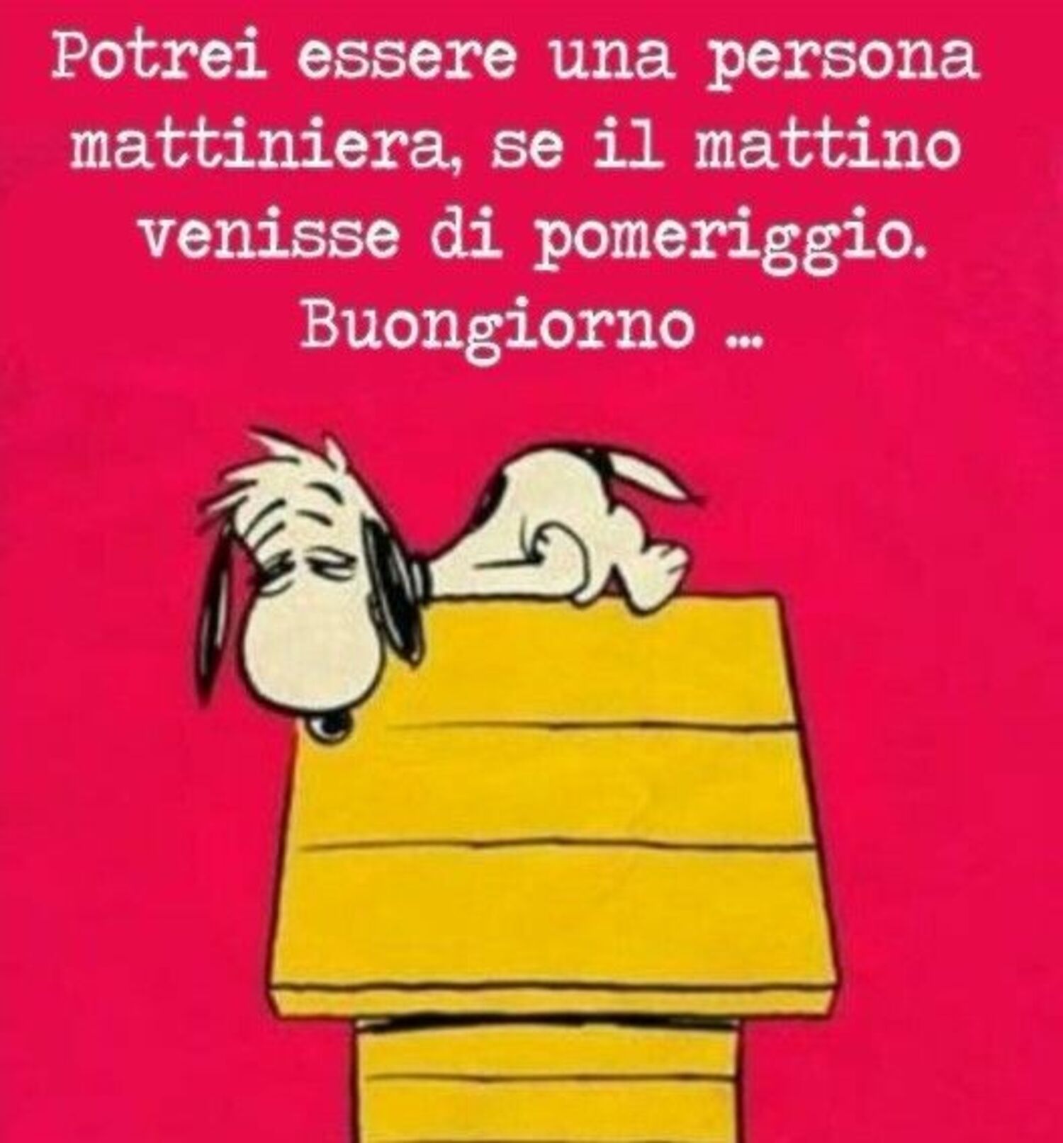 Potrei essere una persona mattiniera, se il mattino venisse di pomeriggio. Buongiorno..