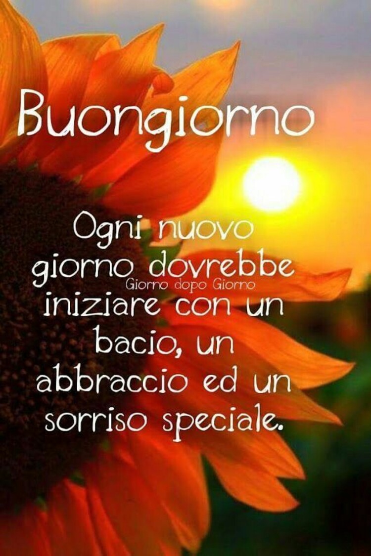 Buongiorno ogni nuovo giorno dovrebbe iniziare con un bacio, un abbraccio ed un sorriso speciale