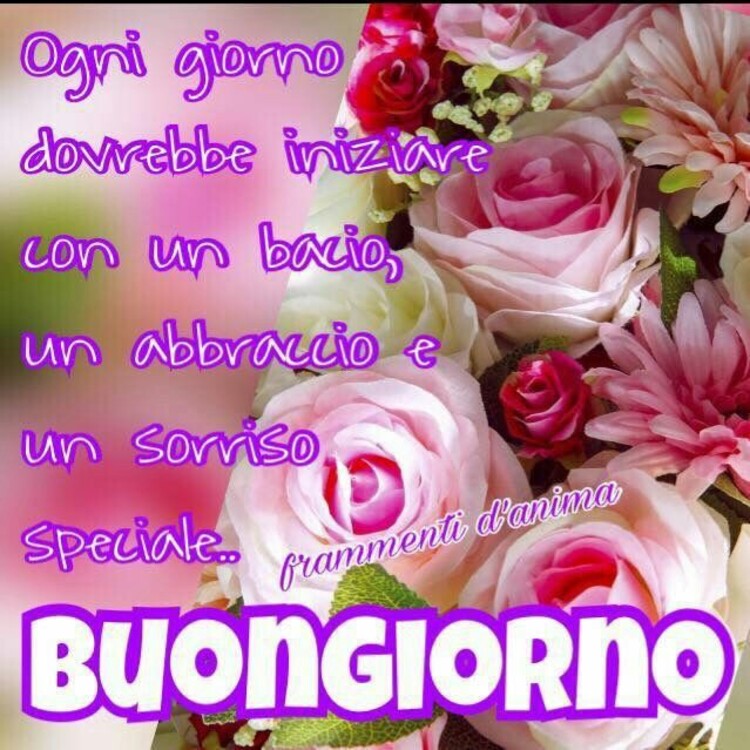 Ogni giorno dovrebbe iniziare un bacio, un abbraccio e un sorriso speciale...Buongiorno