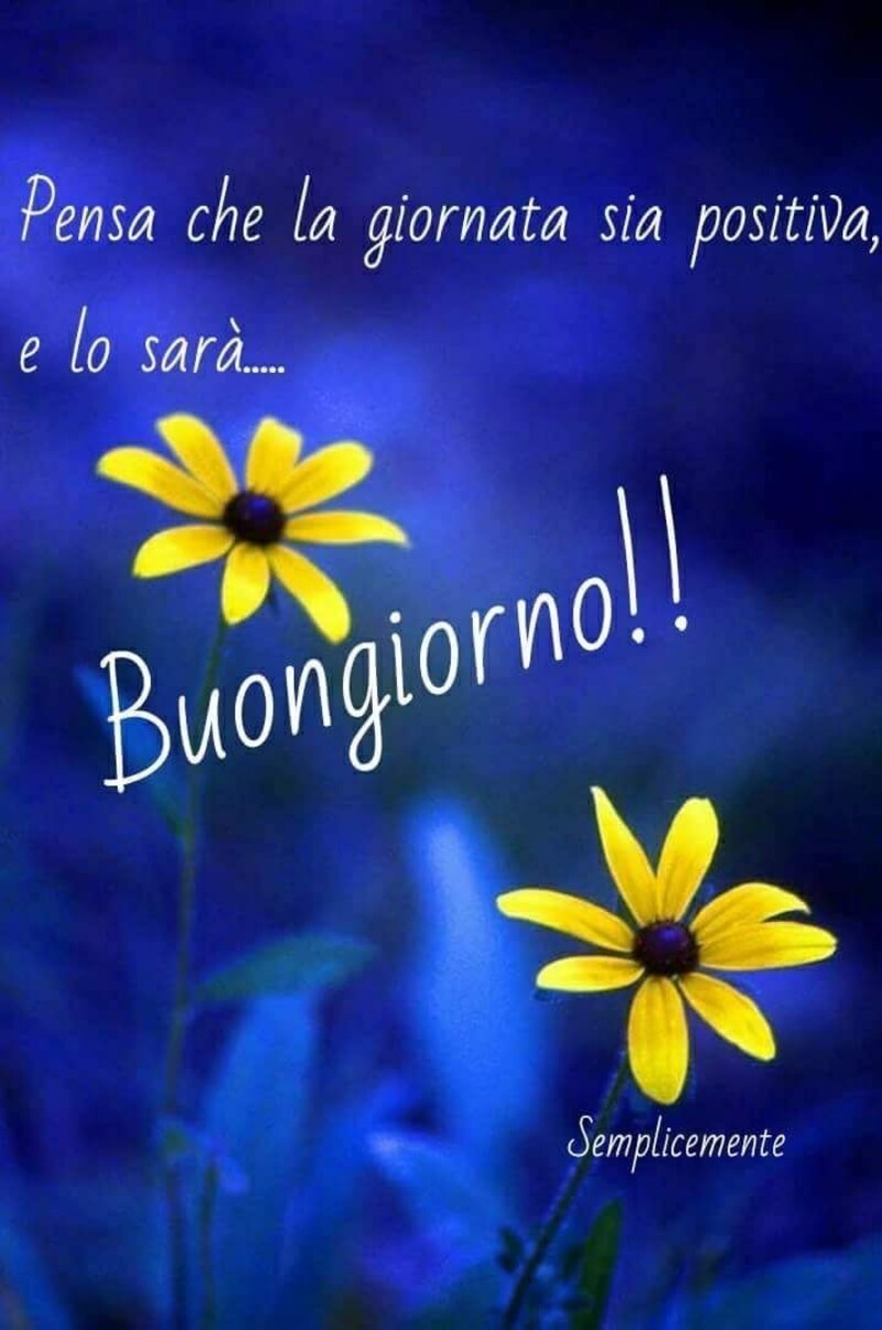 Pensa che la giornata sia positiva e lo sarà..Buongiorno!!