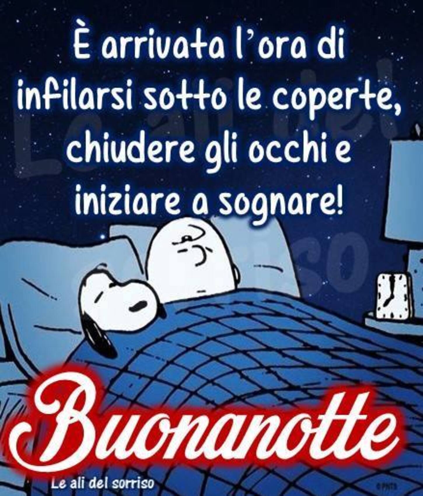 E' arrivata l'ora di infilarsi sotto le coperte, chiudere gli occhi e iniziare a sognare! Buonanotte