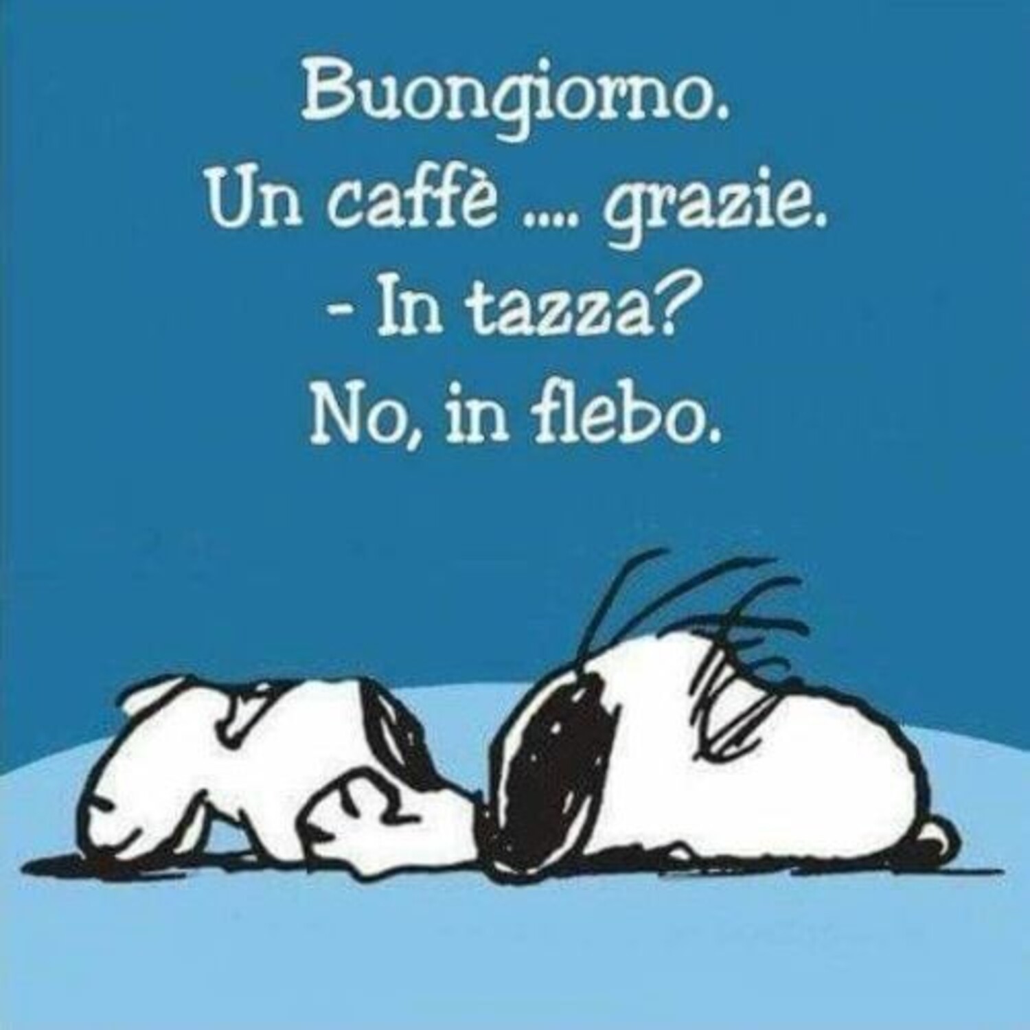 Buongiorno. Un caffè...grazie. - in tazza? No, in flebo