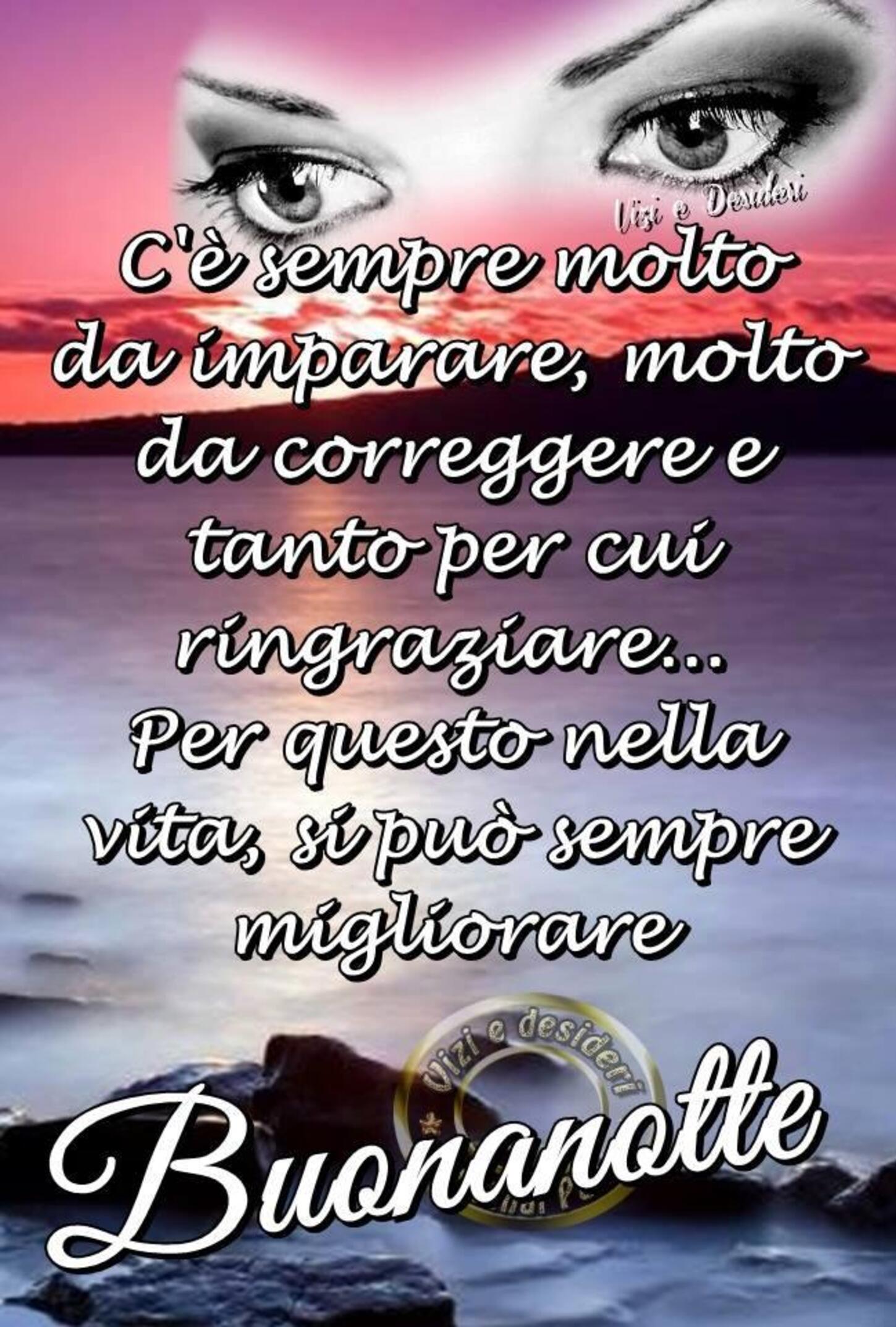 C'è sempre molto da imparare, molto da correggere e tanto per cui ringraziare... Per questo nella vita si può sempre migliorare. Buonanotte