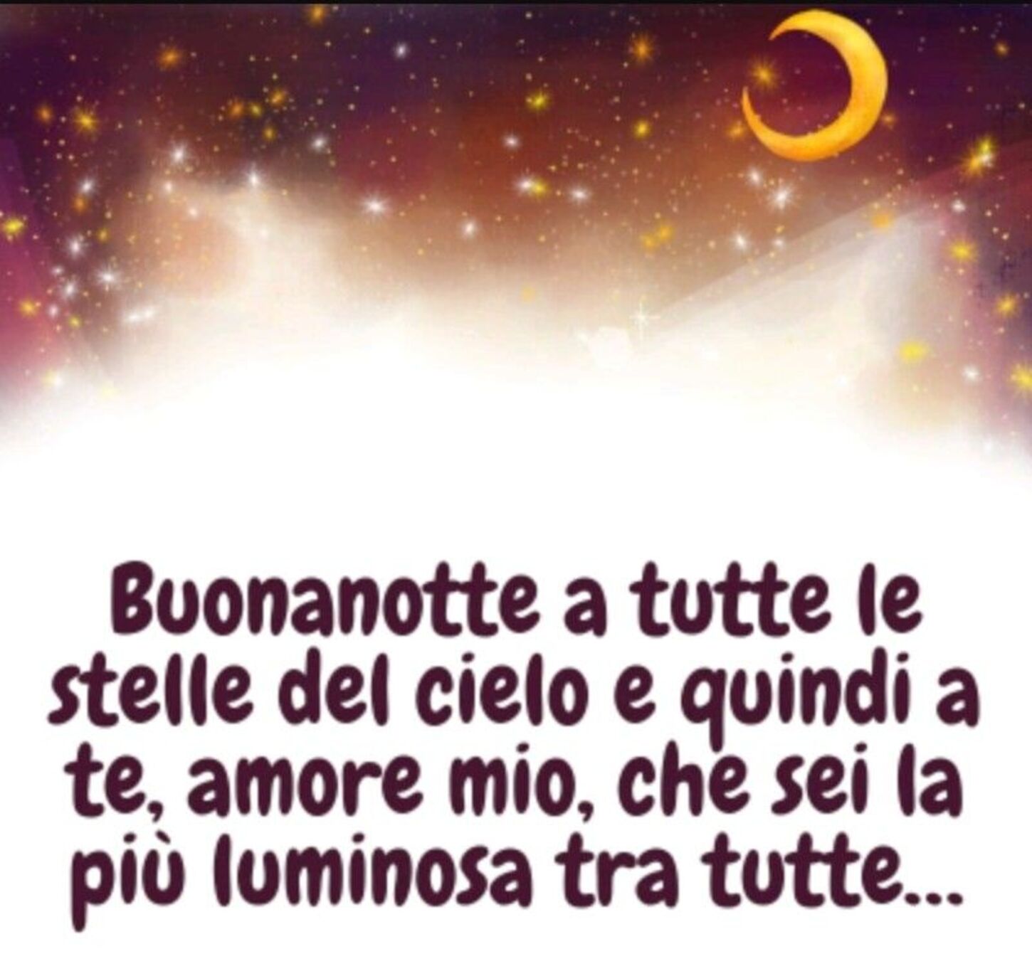 Buonanotte a tutte le stelle del cielo e quindi a te, Amore Mio, che sei la più luminosa di tutte...