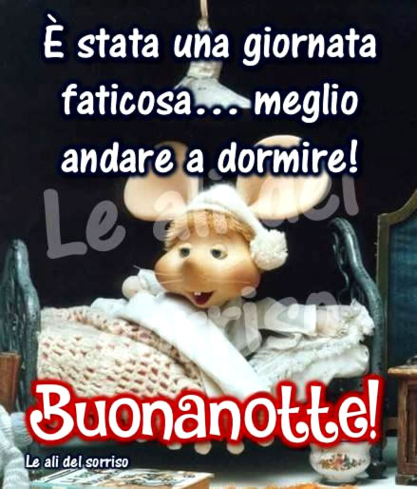 "E' stata una giornata faticosa, meglio andare a dormire! Buonanotte!" - da Topo Gigio