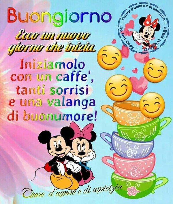 Ecco un nuovo giorno che inizia. Iniziamo con un caffè, tanti sorrisi e una valanga di buonumore!